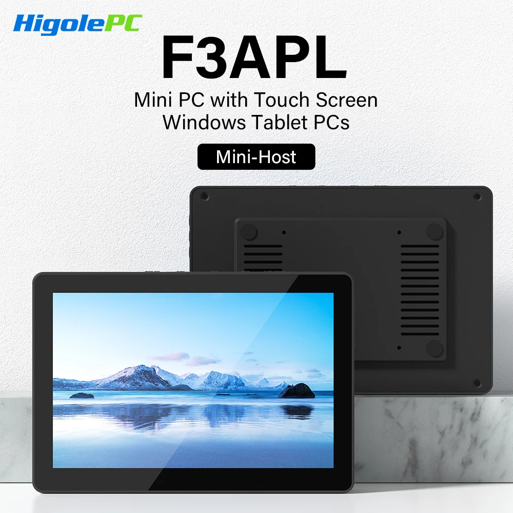 Higole F3APL 8'' Lüfterloser Mini-PC mit Bildschirm Intel J3455 Windows 10 WiFi5 4 GB 64 GB 2340 mAh 4K Laptop-Desktop-PC Mini-Computer Image