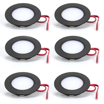 6x Slim LED Cabinet Light 3W 12V DC Recessed LED Downlight Undercabinet Light Bulb 55mm RV Camper Light Cupboard Solar Lights