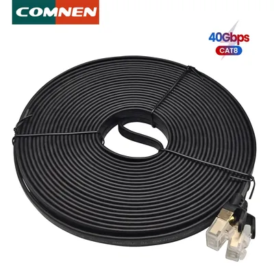 COMNEN CAT8 0.15-30M Flat Ethernet Cables 40Gbps 2000MHz Rj45 Lan 10m 15m 20m 30m 50 ft 100feet for Modem Router PS 5/4