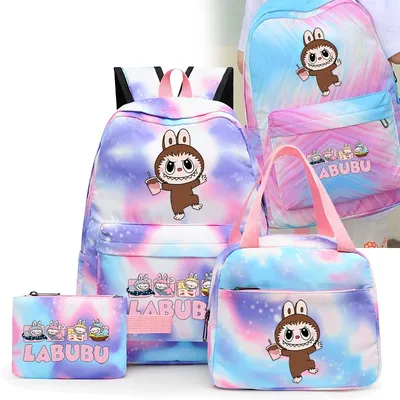 3 Teile/satz Nette Labubu Rucksack Kinder Teenager Cartoon Schule Bookbag Student Junge Mädchen Image