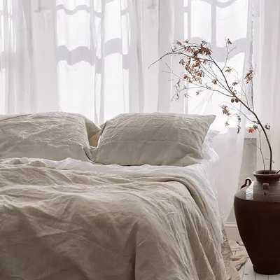 Bed Sheet Set 4 Piece 100% Pure Linen Bedding 1 Flat Sheet 1 Deep Pocket Fitted Sheet 2 Pillowcases Flax Sheets Set Bedding Set