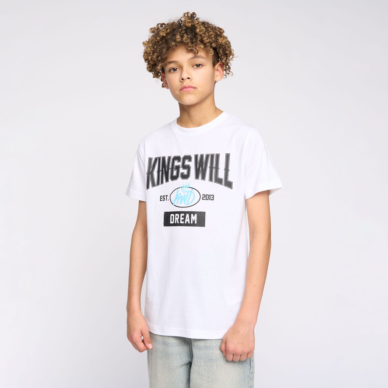 Kings Will Dream Boys Boy's Juniors Knockout T-shirt in White Cotton - Size 13-14Y | Kings Will Dream Sale | Discount Designer Brands