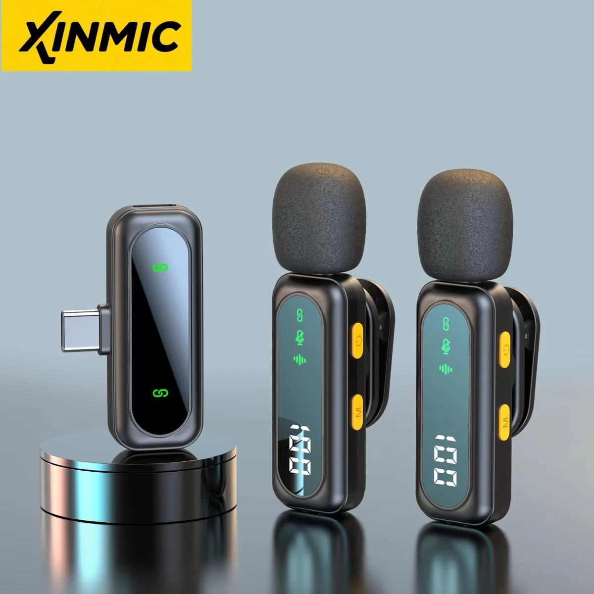J21 Microfono lavalier wireless da bavero Registrazione audio video Mini microfono per iPhone Android Microfono portatile con riduzione del rumore Vlog Live