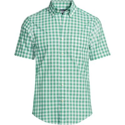 Short Sleeve Cotton Shirt, Men, size: 34-36, regular, Green, Cotton, by Lands' End