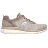 Sneaker SKECHERS "BOUNTIFUL - QUICK PATH", Damen, Gr. 36, grau (taupe), Textil, Lederimitat, sportlich, Schuhe, Freizeitschuh, Halbschuh, Schnürschuh mit gepolsterter Innensohle