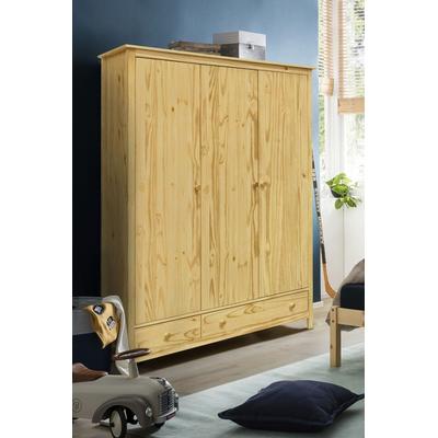Kleiderschrank HOME AFFAIRE, beige (natur), B:144cm H:190cm T:58cm, Massivholz, Schränke, gefertigt aus massivem Kiefernholz Image