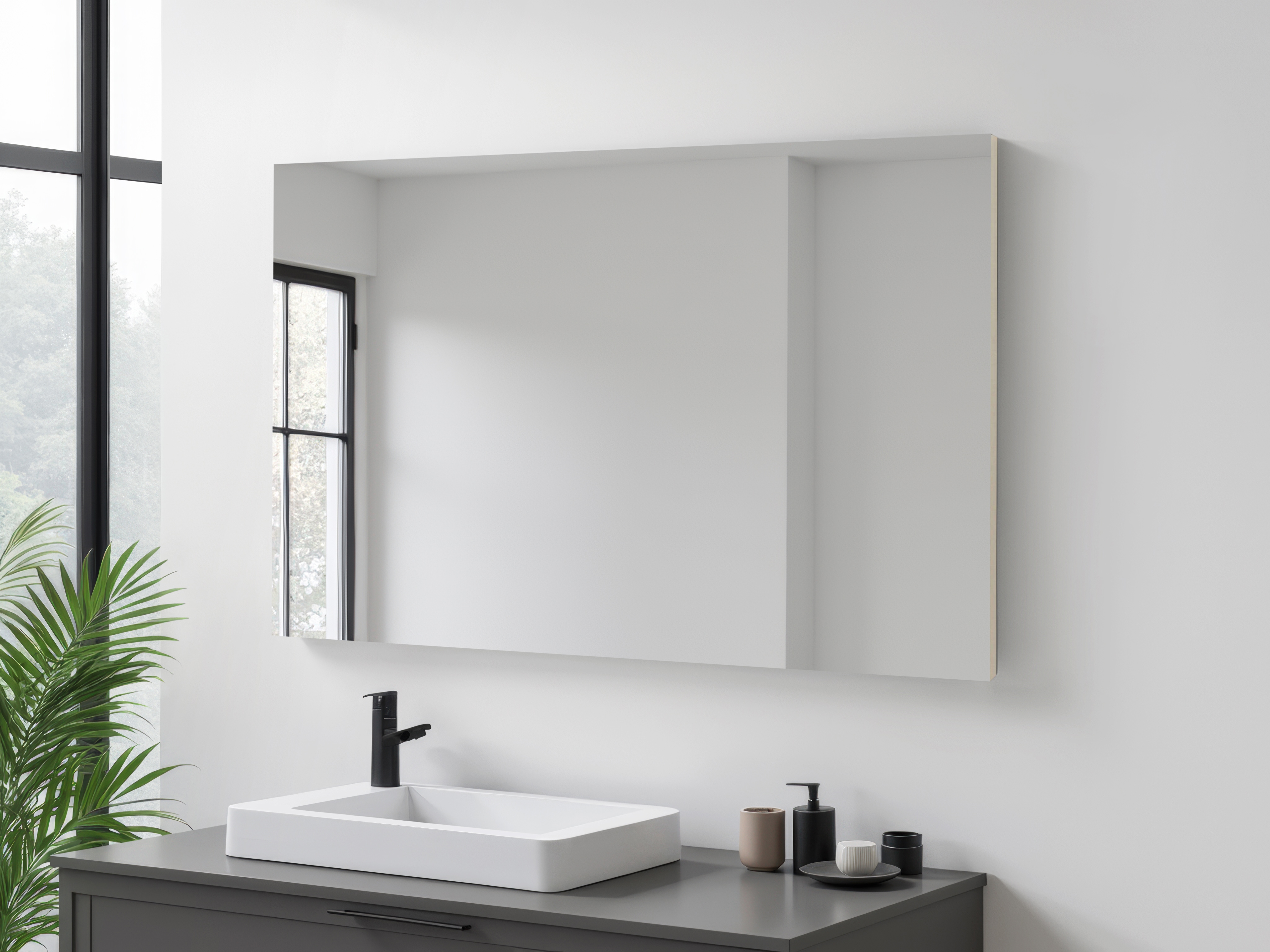 Badspiegel WELLTIME "Florenz", beige (kaschmir), B:100cm H:60cm T:1,8cm, MDF, Spiegel, Badspiegel, in drei Breiten (60cm,80cm,100cm)