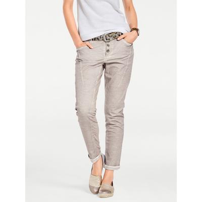 Boyfriend-Hose HEINE, Damen, Gr. 46, Normalgrößen, beige (sand), 97% Baumwolle, 3% Elasthan, Rückseite:95% Baumwolle, 5% Elasthan, unifarben, lang, Hosen Image