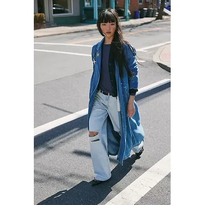 We The Free Monique Indigo Duster Jacket at Free People in Sunlight Blue, Size: Medium