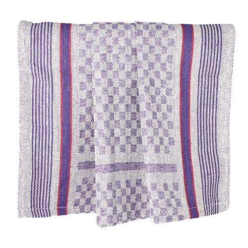 10 Geschirrtücher 90 cm x 45 cm weiß/violett Grubentuch Image
