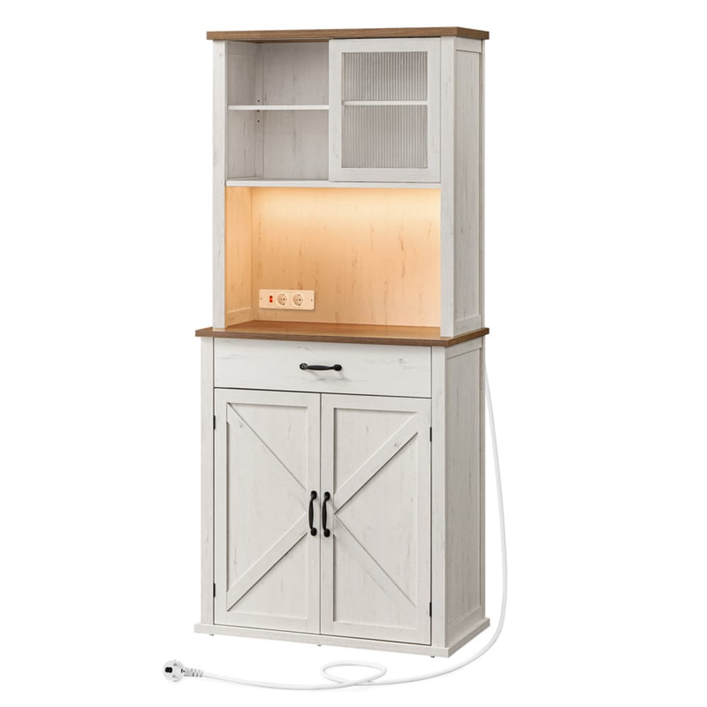 Meuble de rangement avec lumières et chargeur blanc rustique