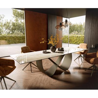 DELIFE Esstisch Edge 300x100 Keramik Laminam® Onice Oro ?Infinity Metall Effektfinish Titan, Esstische Image