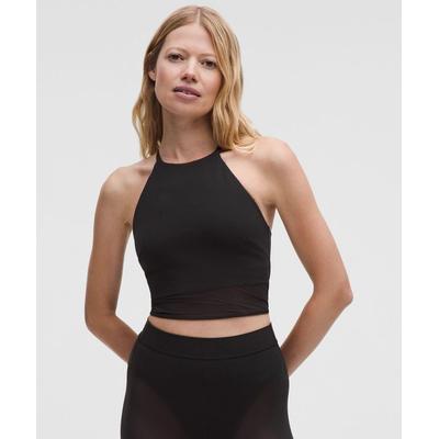 Nulu High-Neck Mesh-Hem Tank Top