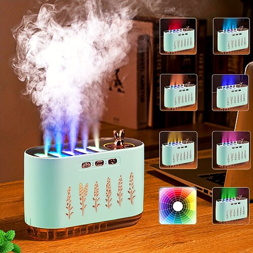 1 Stück leiser Luftbefeuchter, fünf Löcher, Aromaöl-Diffusor, dynamischer, farbenfroher Polar-Luftbefeuchter, Luftbefeuchter für Zuhause, Schlafzimmer, Büro, USB-Stecker Image