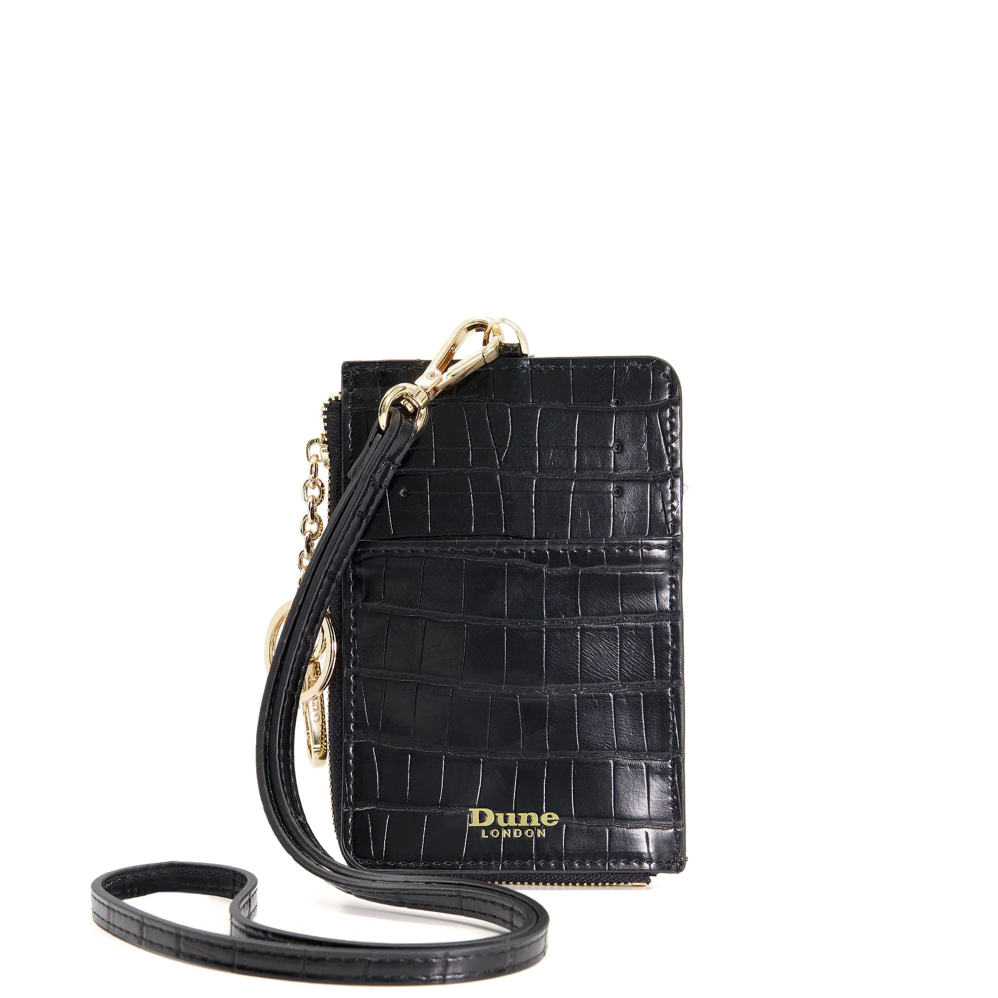 Dune London Womens Stanton Croc Cardholder Lanyard - Black - One Size | Friday Sale | Discount Designer Brands - One Size