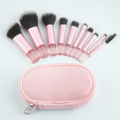TEMU A Set Of 10 Small And Portable Fairy Crystal Transparent Handle Makeup Brushes, With A Storage Bag, Full Set Of Makeup Brush Tools, Suitable For Travel Or Carry-on Image