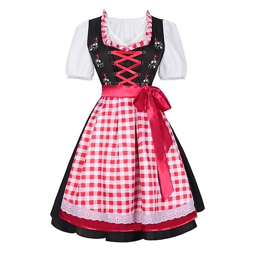 Karneval Oktoberfestbier Kleid Dirndl Dienstmädchen Bayerisch Wiesn Damen Party Bier Festival Stoff im traditionellen Stil Image