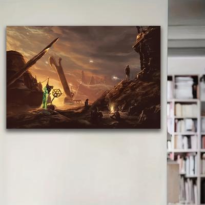 TEMU 1pc Scene Canvas Art - , Vibrant Sunset Landscape With Magical , Ideal For Living Room, Office, Or Restaurant Decor, Perfect Birthday Or Valentine's Day Gift Image