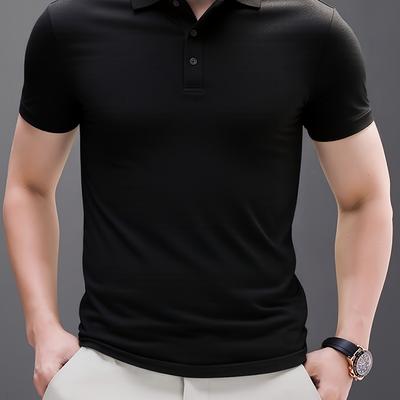 TEMU Men's Short-sleeve Shirt, High-end Business Fashion Turn- Collar Breathable Half-sleeve Casual Image
