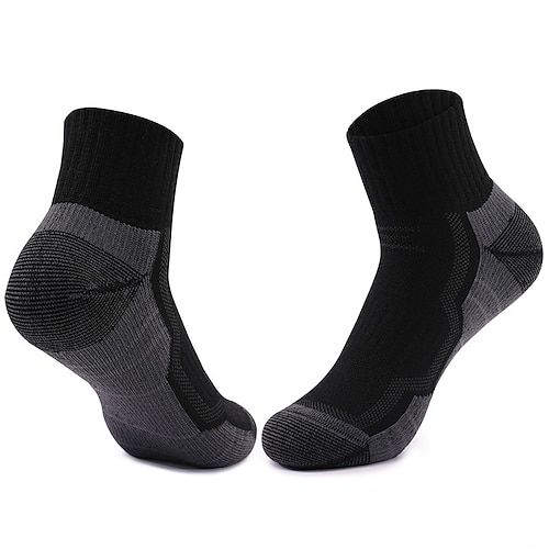 1 Paar Herren Damen Merino Wollsocken Wandersocken Sportsocken Thermo Warm Atmungsaktiv Anti Blasen Dick Outdoor Quarter Crew Patchwork Merinowolle Schwarz Königsblau Braun für Ski/Snowboard Image