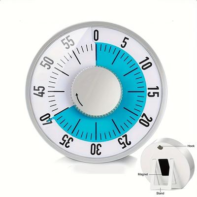TEMU 6-inch Mechanical Timer With Magnetic Backing, 60-minute Visual Countdown, Foldable Legs For Easy Hanging, Ideal For Teachers, Cooking, And Office Use - Abs Material, No Batteries