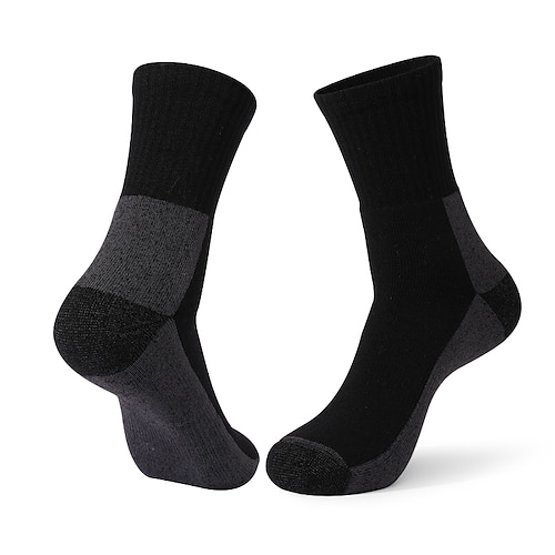 1 Paar Damen Merinowollsocken Wandersocken Laufsocken Sportsocken Thermo Warm Atmungsaktiv Anti Blasen Schweißableitend Winter Outdoor Knöchel Patchwork Wolle Dunkelgrau Schwarz Armeegrün zum Laufen Image