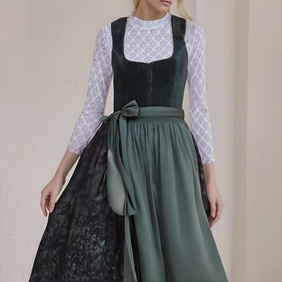 Karneval Oktoberfestbier Kostüm Kleid Dirndl Trachtenkleider Dienstmädchen Bayerisch Deutsch Wiesn Damen Karneval Bier Festival Stoff im traditionellen Stil Kleid Schürze Image