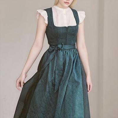 Karneval Oktoberfestbier Kostüm Kleid Dirndl Trachtenkleider Dienstmädchen Bayerisch Deutsch Wiesn Damen Karneval Bier Festival Stoff im traditionellen Stil Kleid Schürze Image