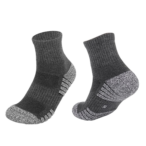 1 Paar Herren Laufsocken Sportsocken Atmungsaktiv Anti Blasen Schweißableitend Gepolstert Sommer Outdoor Knöchel Patchwork Baumwolle Dunkelgrau Schwarz Weiß zum Laufen Image