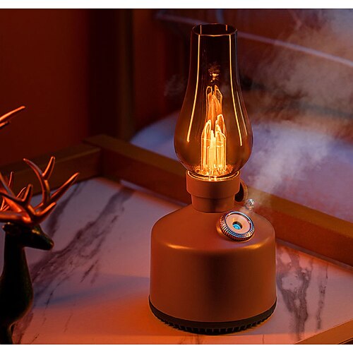 1 Stück Vintage-Luftbefeuchter mit Petroleumlampe, 260 ml Fassungsvermögen, leiser Luftbefeuchter mit 2 Nebeleinstellungen, stufenlosem Dimmen, Nachtlicht für das Schlafzimmer zu Hause Image