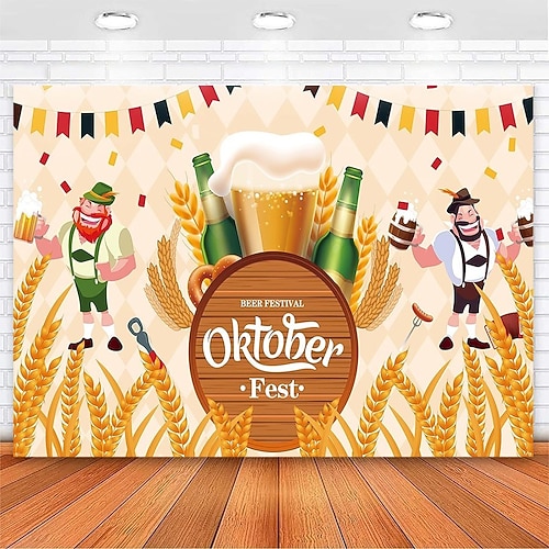 Oktoberfest Deutsche Bayerische Hängetapete Brezel Bier Wandkunst Blau Weiß Karomuster Große Tapete Wandbild Dekor Fotografischer Hintergrund Festival Image