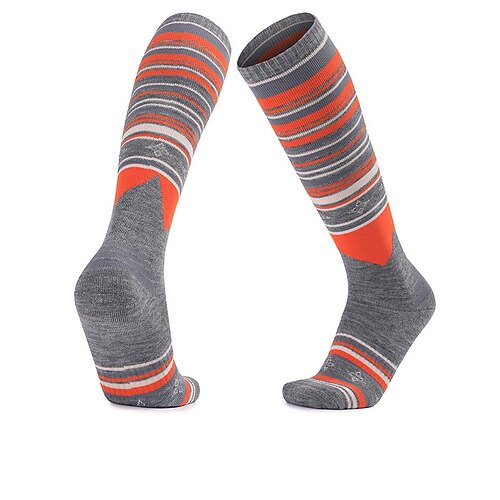 1 Paar Damen Socken aus Merinowolle Wandersocken laufsocken Thermowarm Atmungsaktiv Anti Blister Dicht Winter Außen Über der Wade Patchwork Merino Wolle Schwarz Dunkelmarine Königsblau für Ski Image