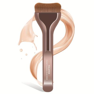 TEMU Maange Makeup Brush - Soft Nylon Bristle Foundation Brush For Application, Metal Handle, Travel-friendly, Ideal For Types, Perfect Day Gift, Essential Makeup Brush Image