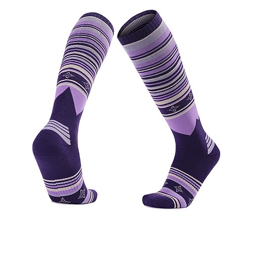 1 Paar Damen Socken aus Merinowolle Wandersocken laufsocken Thermowarm Atmungsaktiv Anti Blister Dicht Winter Außen Über der Wade Patchwork Merino Wolle Schwarz Dunkelmarine Königsblau für Ski Image