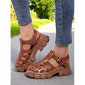 sandali gladiatore marroni da donna con plateau – scarpe aperte con punta arrotondata e stampa coccodrillo retrò per donna, perfette per avventure all'aria aperta, festival e stile weekend