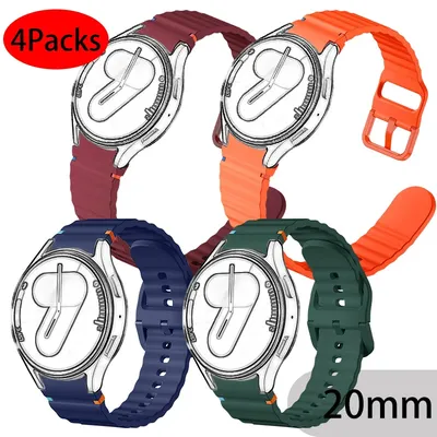 4 Stück 20 mm Sport-Silikon-Uhrenarmband für Samsung Galaxy Watch 7 6 5 Bänder 40 mm Smart Watch Band Galaxy Watch 4/5/5 pro 44 mm 46 mm