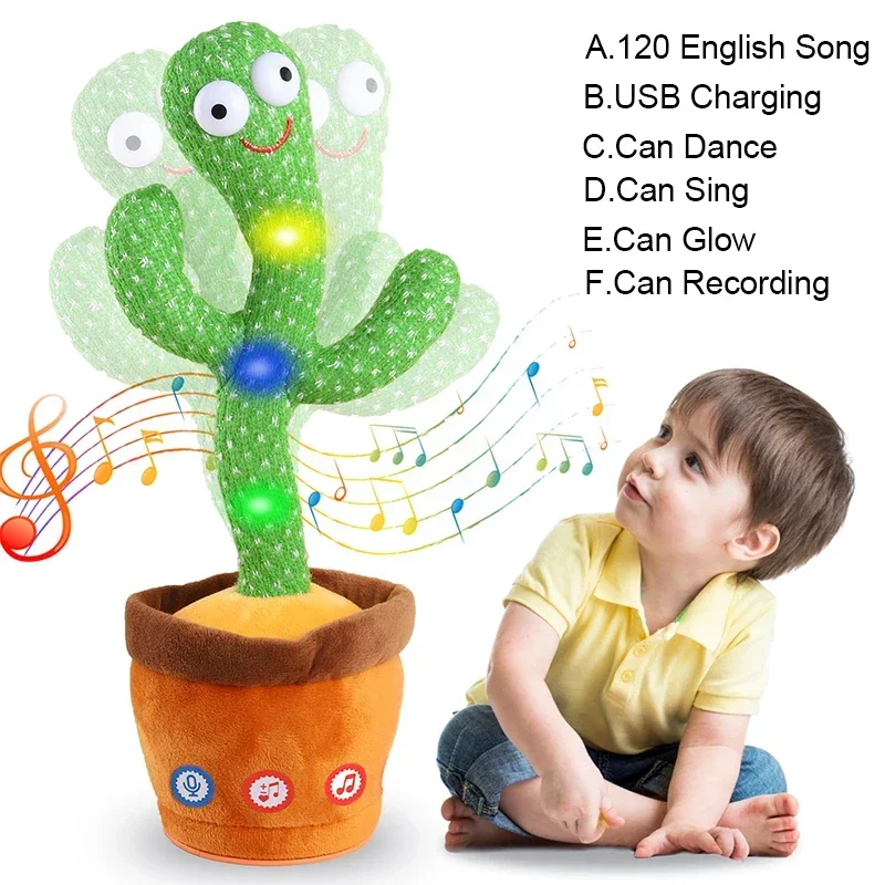 1 Stück – tanzendes, sprechendes Kaktus-Spielzeug für Babys, Jungen und Mädchen, Singen, Nachahmen, Aufzeichnung, Wiederholen, was Sie sagen, Sunny Cactus Up Plus