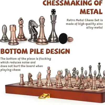 International Chess Schachfiguren aus Zinklegierung und Metall, 29 cm, hochwertiges Massivholz, Image