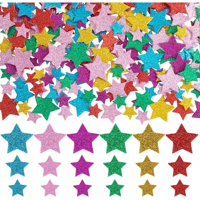 180-360pcs Colorful Glitter Foam Stickers- Self Adhesive Star Shape Glitter Sticker for Children Kids Arts Craft Supplies Toys