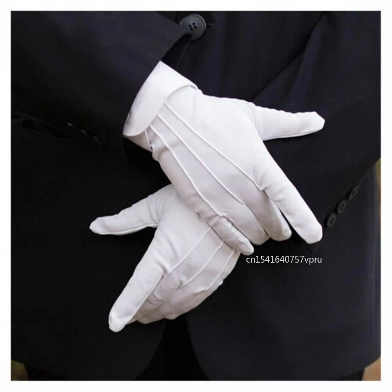 1 Paar weiße Baumwolle Inspektions arbeits handschuhe Frauen Männer Haushalts handschuhe Münz schmuck leichte Handschuhe Servier-/Kellner/Fahrer Image