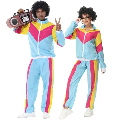 Frauen Männer Hippie Kostüme Erwachsene Vintage 80er Jahre Rock Disco Hip Hop Trainings anzug Paare Image