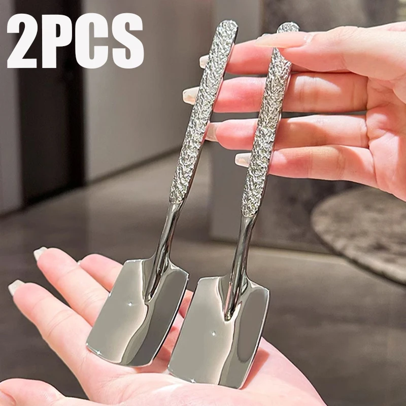 Edelstahl Schaufel Löffel Hammer Griff Gabel Kaffee Tee Obst Löffel Schaufeln Wassermelone Eis Dessert Löffel Geschirr Image