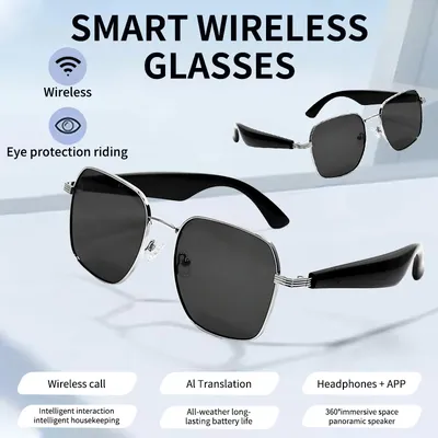 LIGE Smart Glasses Sonnenbrille mit Bluetooth-Lautsprecher Wireless 5.4 Athletic Outdoor UV-Schutz AI-Übersetzungskamerasbrille Image