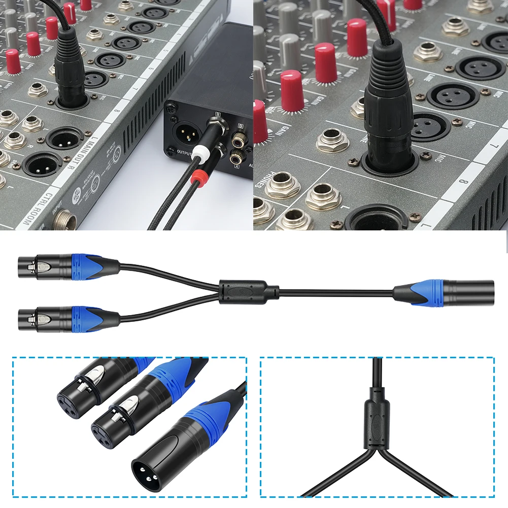 50 cm XLR Splitter Kabel XLR Buchse Auf Dual XLR Stecker Y Splitter Mic Kabel Mikrofon Splitter Kabel für Verstärker Mixer Image
