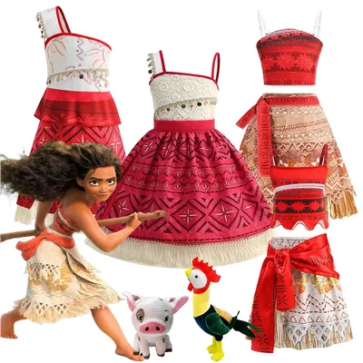 Disney Moana 2 Prinzessin Kleid Mädchen Einzelne Schulter Schlinge Quasten Cosplay Vaiana Kostüm Image