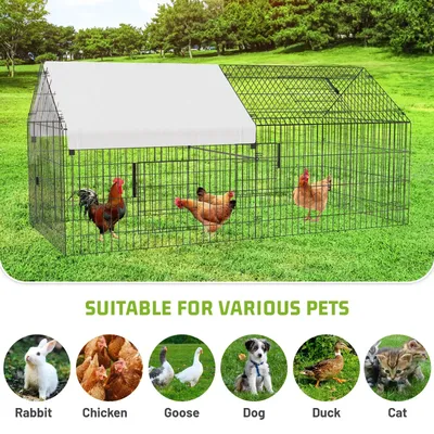 Metal Chicken Coop 86x40x40inch Chicken Run with Waterproof Cover Portable Poultry Cage Walk in Hen House Animal Enclosure Crate