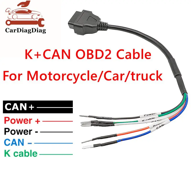 Für Turck/Auto/Motorrad OBD 16-poliges Adapterkabel K kann OBD2 Motor Fehlerdetektor Anschlusskabel K + kann stecker
