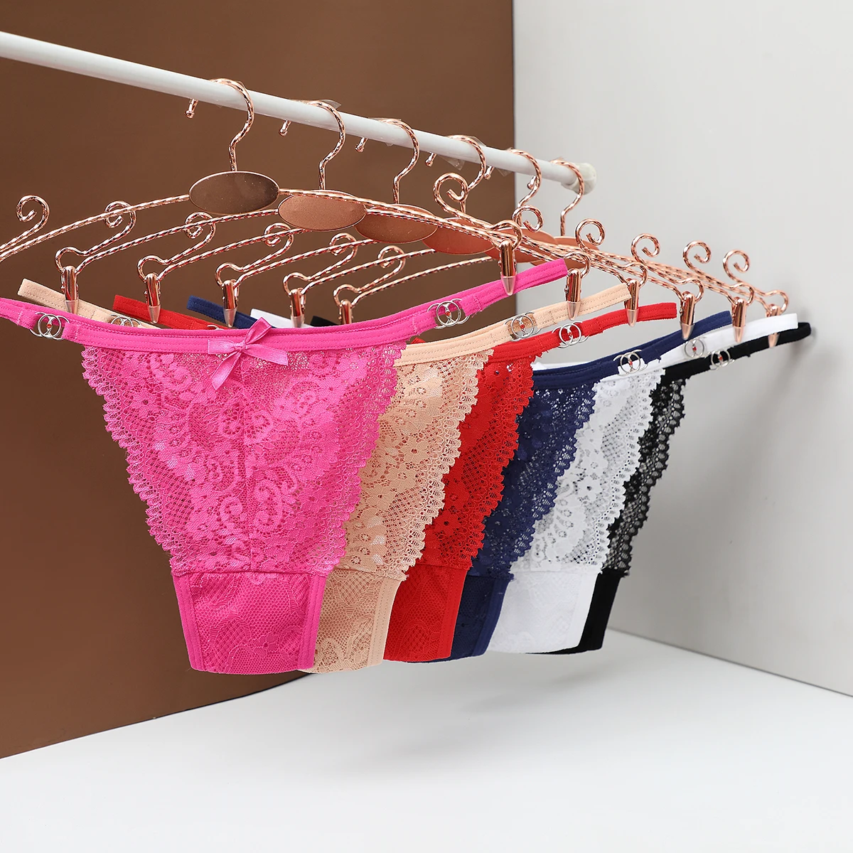 Sexy Weibliche Dessous Damen Tangas G-String Höschen Sexy Spitze Blumen Niedrige Taille Slips Mode Unterhosen Transparent T-Rücken Image