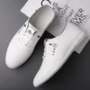 Herren Casual Lederschuhe Herbst Lederoberfläche Fahrkomfort Business Lederschuhe atmungsaktiv weiß