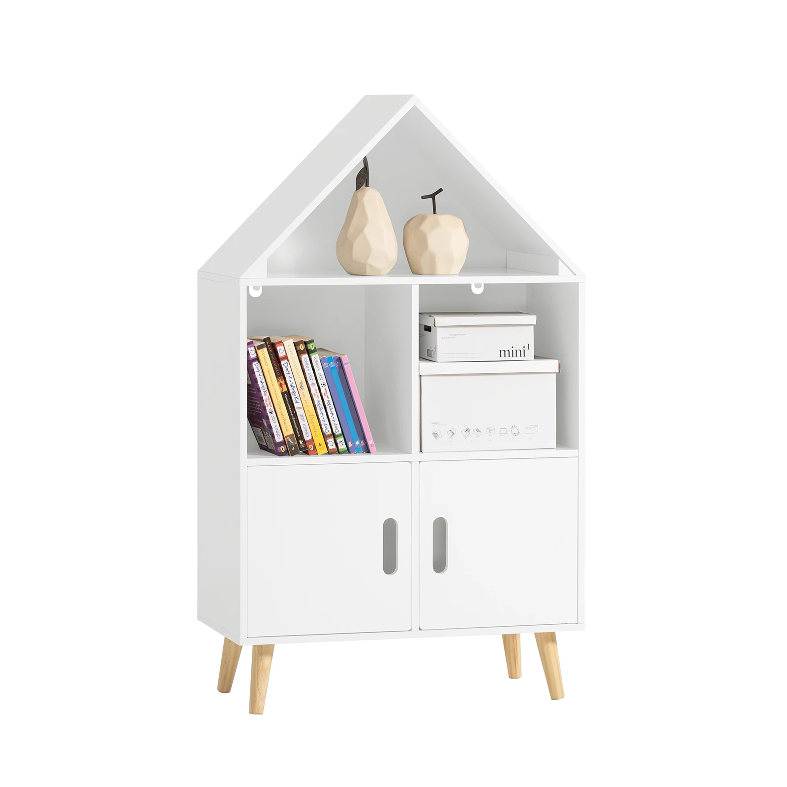 SoBuy KMB58-W Kinderregal mit Haus-Design Bücherregal für Kinder Aufbewahrungsregal Spielzeugregal Möbel